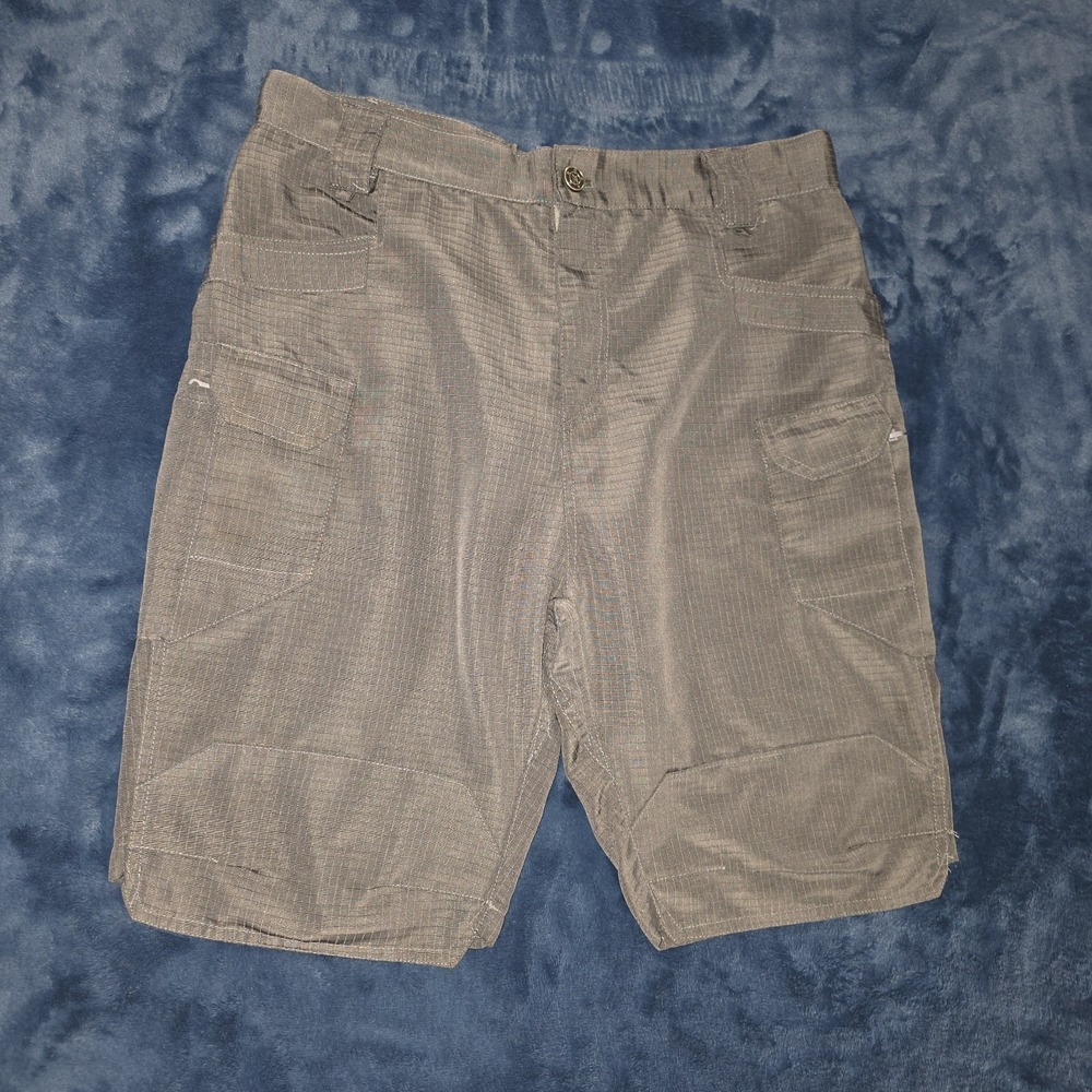 Mens Grey Ripstop Tactical Cargo Shorts Size XL Utility Workwear 34W